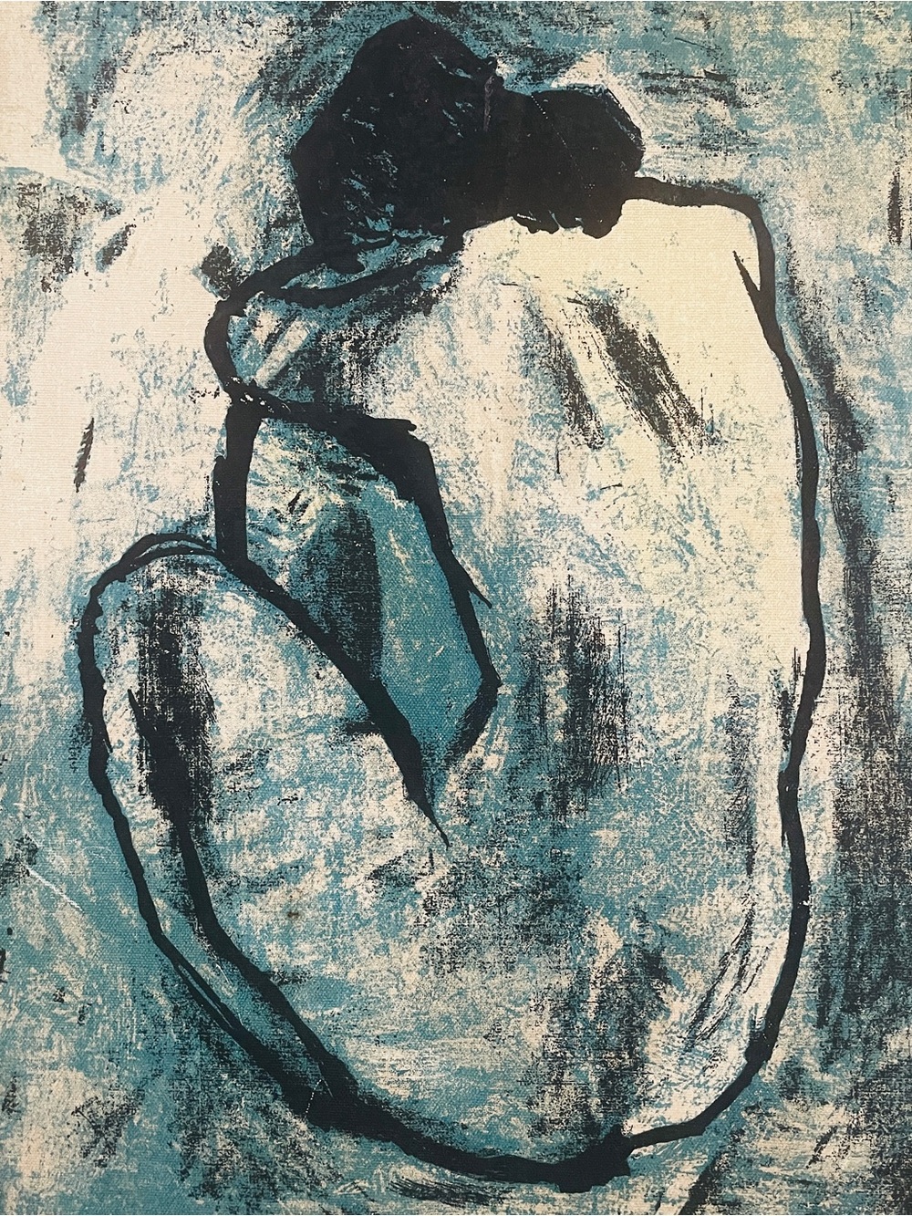 Vintage Picasso BLUE NUDE Print on Board